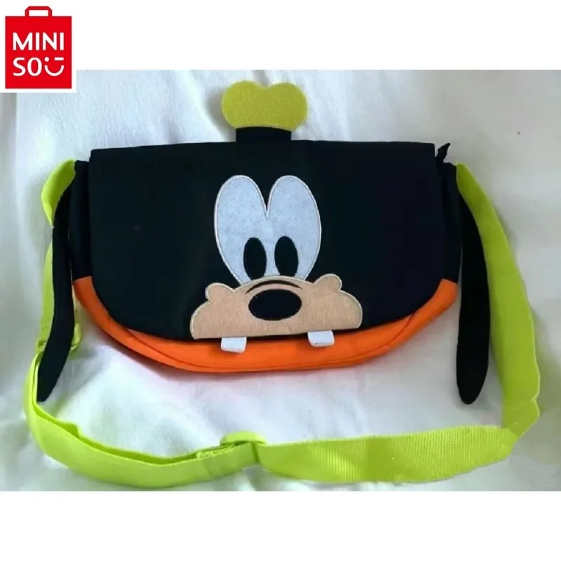 MINISO Retro Disney Goofy Cute Cartoon Canvas Handbag Couple Multi functional Storage Versatile Crossbody Phone Bag