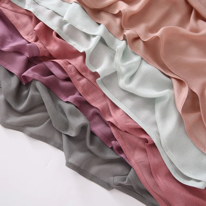 32 farben Modal Polyester Hijab Schal Zwei Linie Nähte Muslimischen Lange Schals Leichte, Weiche Turban Schal Solide Schals – Detail 10