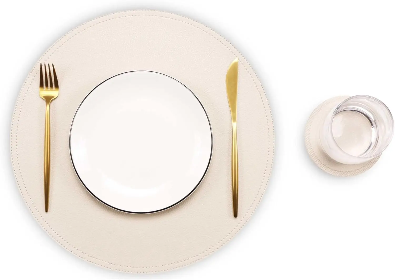 

Набор из 8 круглых подставок и салфеток из искусственной кожи, водонепроницаемые кухонные коврики для стола, 13 дюймов, бежевый