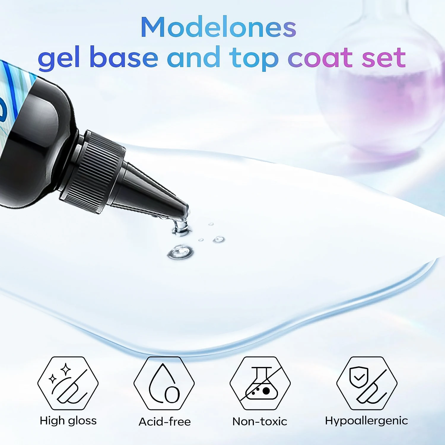 Gelpolish 100 ml Set top coat e base in gel senza salviette - Finitura lucida e lunga durata, Soak Off Top coat in gel per lampada per unghie a LED