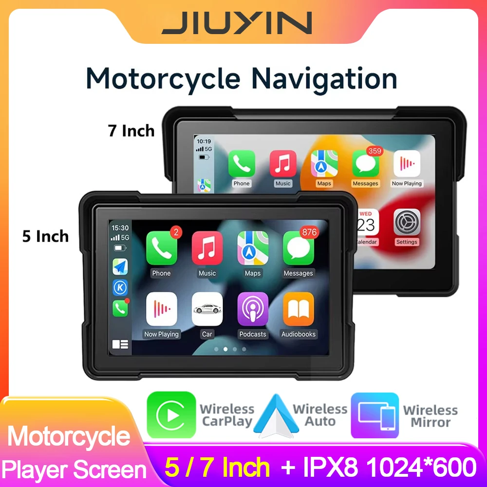 

5/7 дюймов мотоциклетная навигация GPS беспроводной Carplay Android авто мультимедийный плеер IPX8 водонепроницаемый универсальный простой в установке