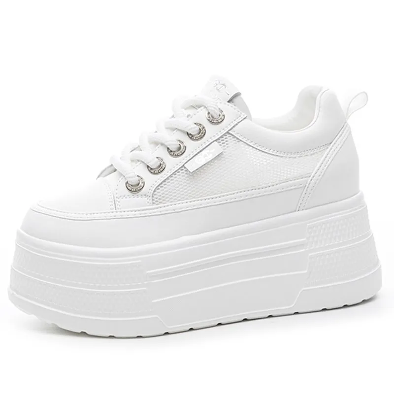 

Women's Summer New Breathable Casual Platform Thick Bottom Heightening Net Surface Shoes Comfortable All-Match Flat Heels