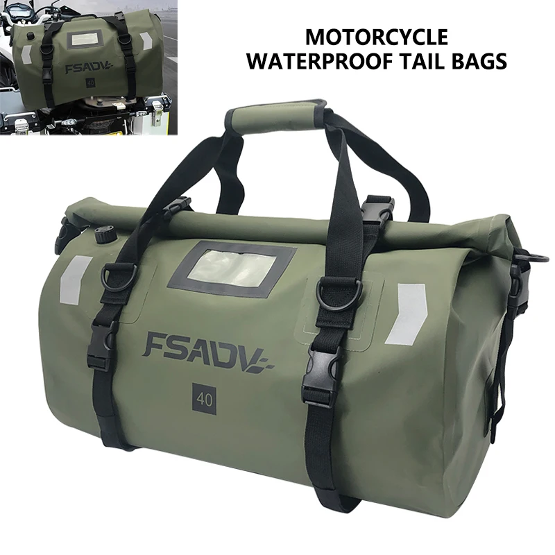 

Motorcycle Waterproof Tail Bag Travel Outdoor Dry Luggage Roll Pack Bag 40/66 Motorbike Luggage Backpack Motorcycle Seat Bag