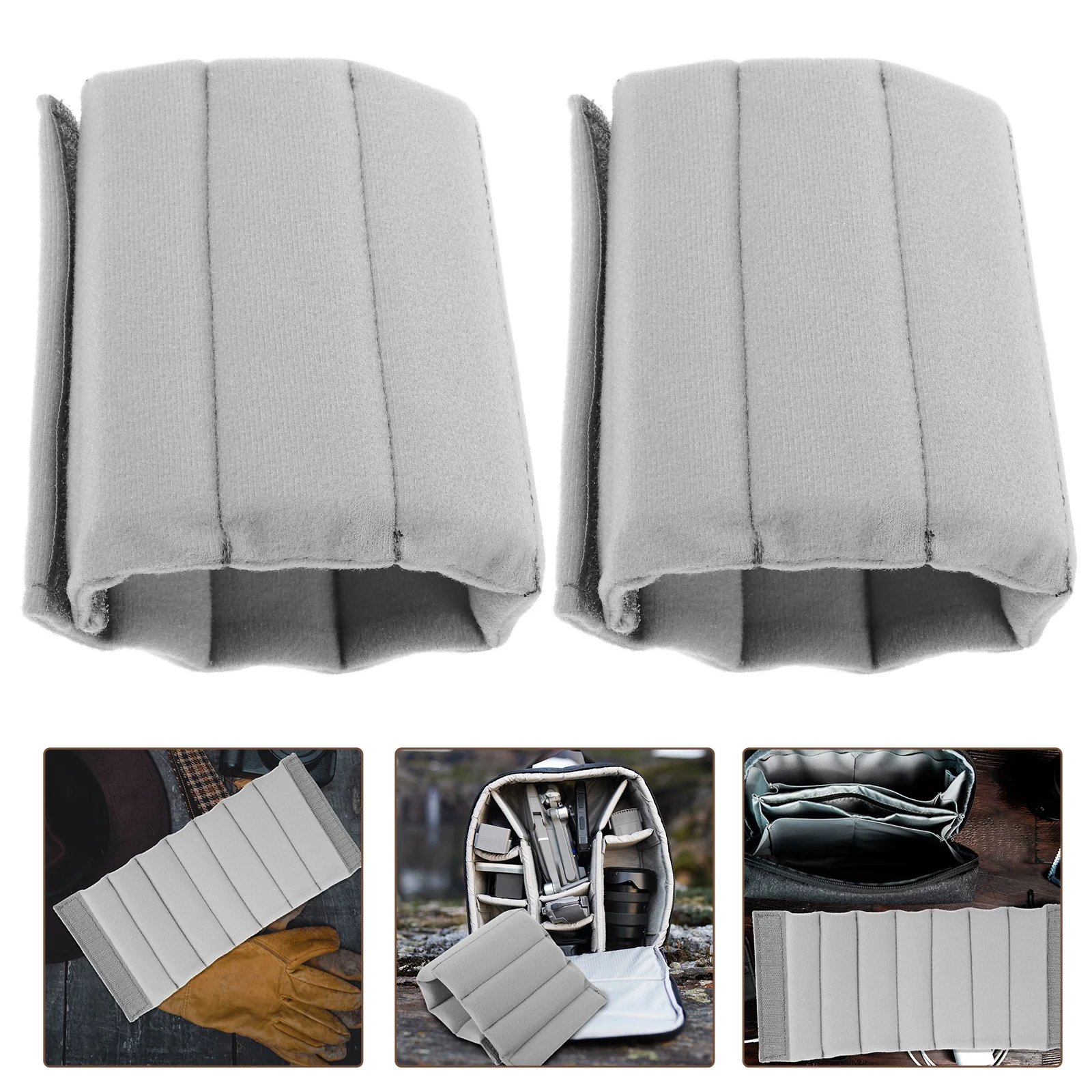 

2pcs Camera Bag Dividers Gray Suede Roller Partition DIY Lining Insert Lightweight Shock Absorbing Portable Storage Solution