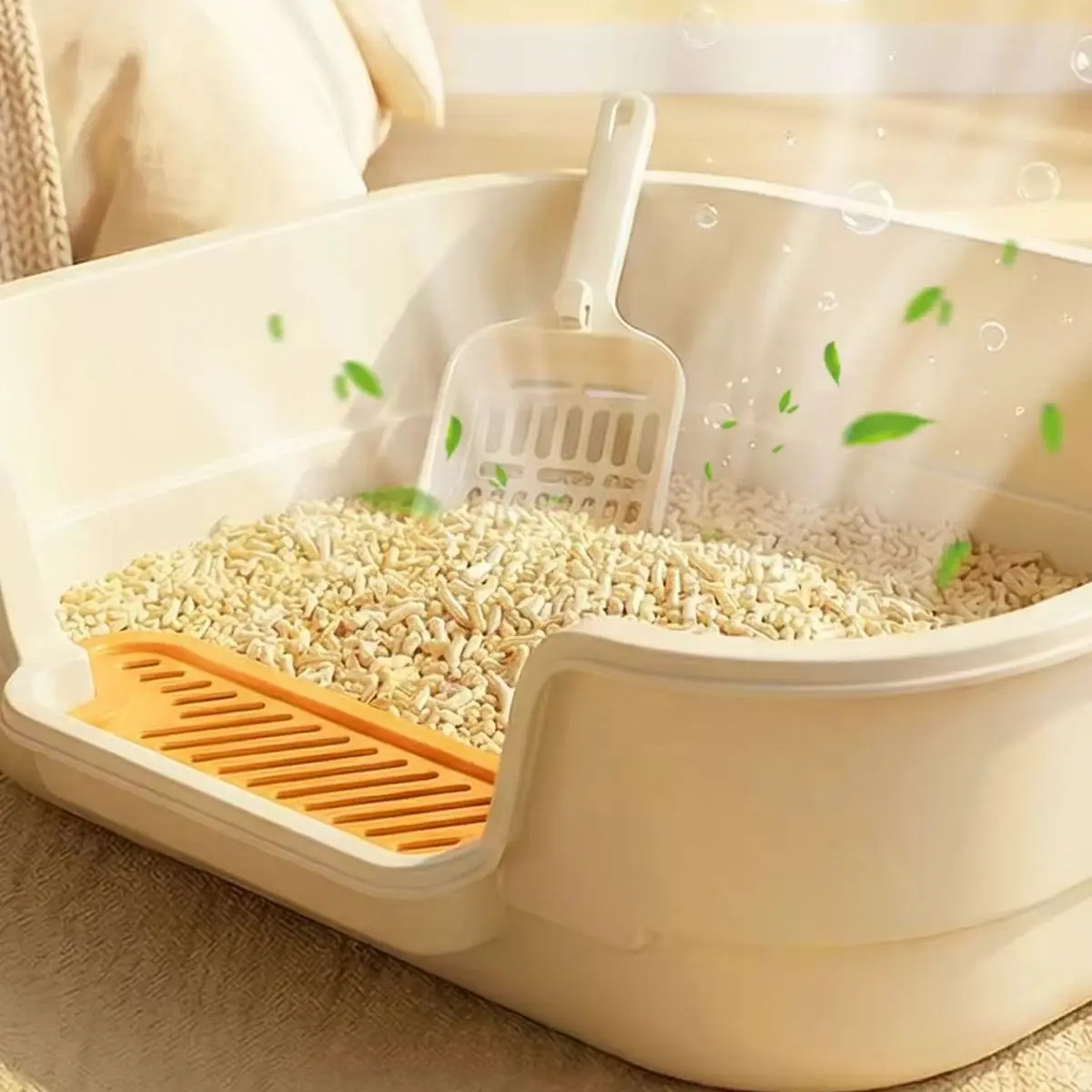 Extra Large High 60cm Anti-Splash Open-Top Thickened Semi-Closed  Litter Box Pet Toilet for Cats Special Use