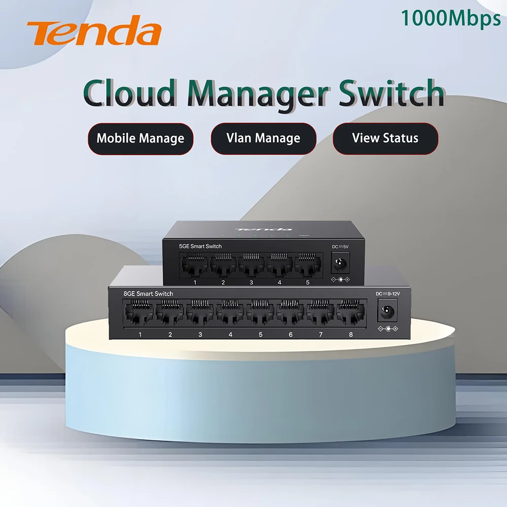 

Tenda TEG2208D 8GE Облачный управляемый коммутатор 8-портовый гигабитный Ethernet-коммутатор 8 X 1000 Мбит/с Lan Hub VLan Division Mobile App