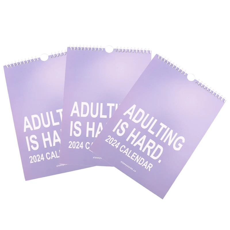 3PCS Adulting Is Hard 2024 Calendar, 2024 Monthly Inspirational Wall Calendar For Adults, Planners For Office Calender Durable