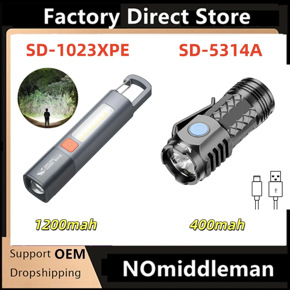 

1 шт. улыбающаяся акула SD1023 светодиодный фонарик XPE супер яркий фонарик с крючком походный светильник перезаряжаемый масштабируемый водонепроницаемый