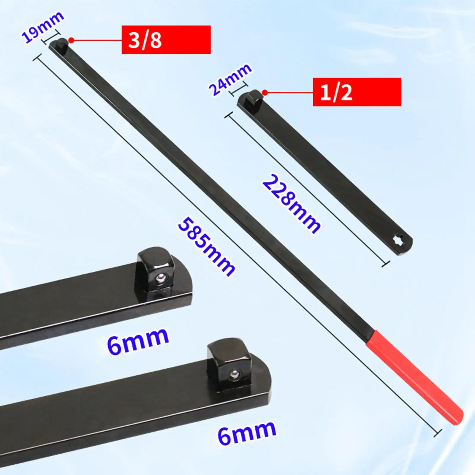 8 шт., набор гаечных ключей для натяжителя ремня, универсальный расширенный вызов для замены натяжного шкива, профессиональный прочный привод 3/8 "и 1/2"