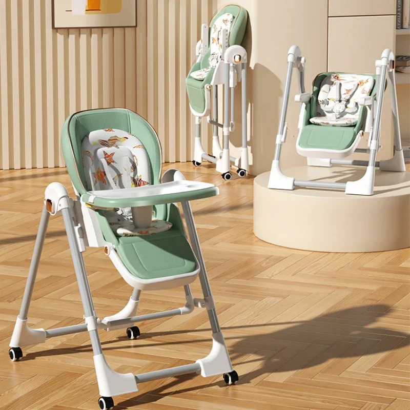 Adjustable Folding Baby High Chair Booster Seat for Dining Table with Detachable Tray and Safety Belt