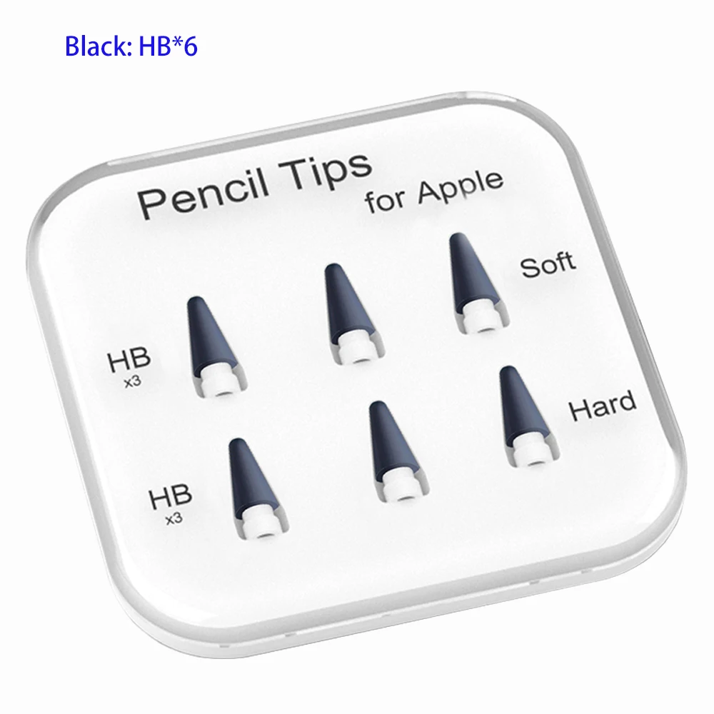 Peilinc Pencil Tips for Apple Pencil 1st / 2nd Generation, 2B Soft Double-Layered iPad Pencil Tip, White & Black Stylus Nib