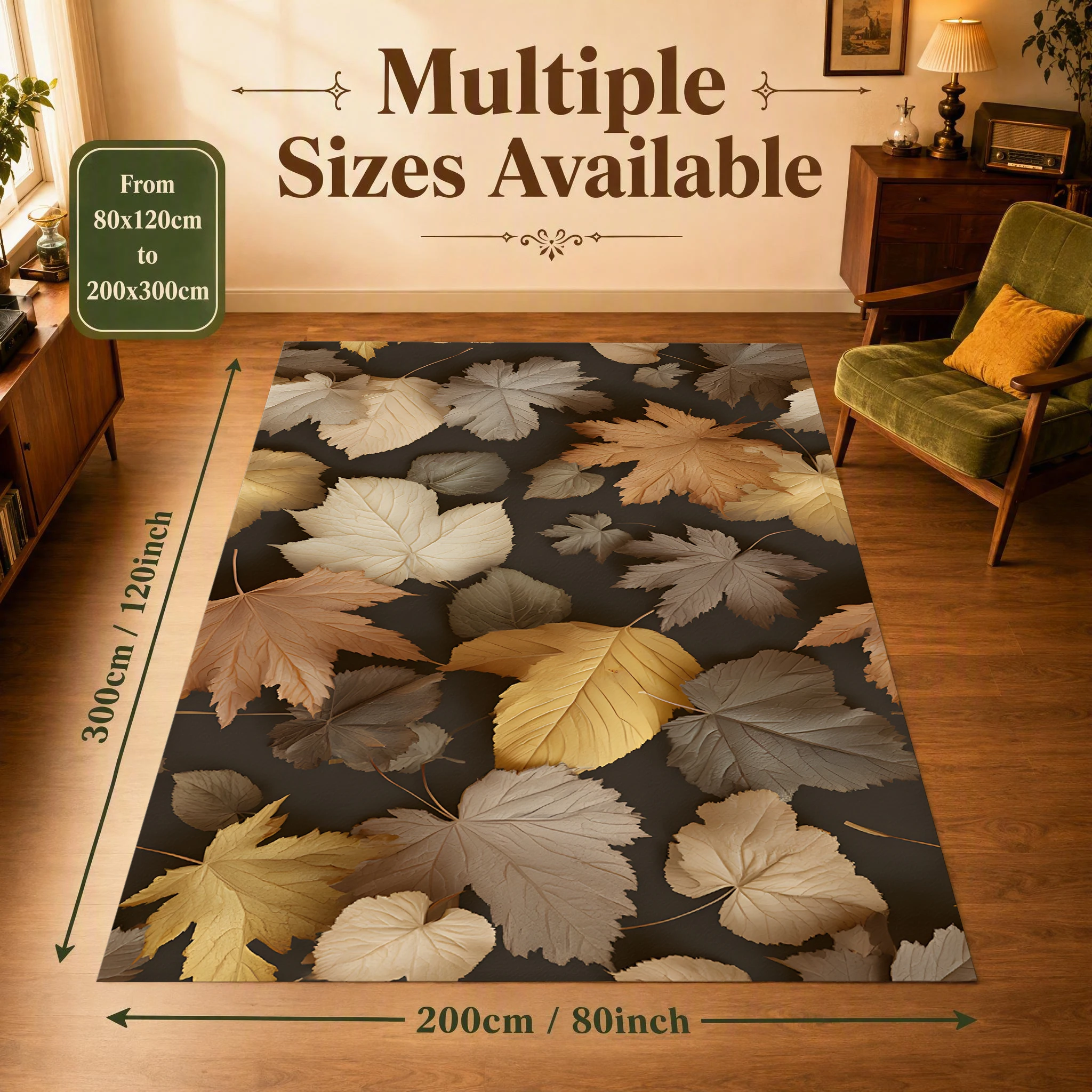 Colorful Autumn Leaves, a Retro and Natural Style for the Living Room and Bedroom; Autumn and Winter Velvet Rugs Create a Warm and Harvest-Like Atmosphere