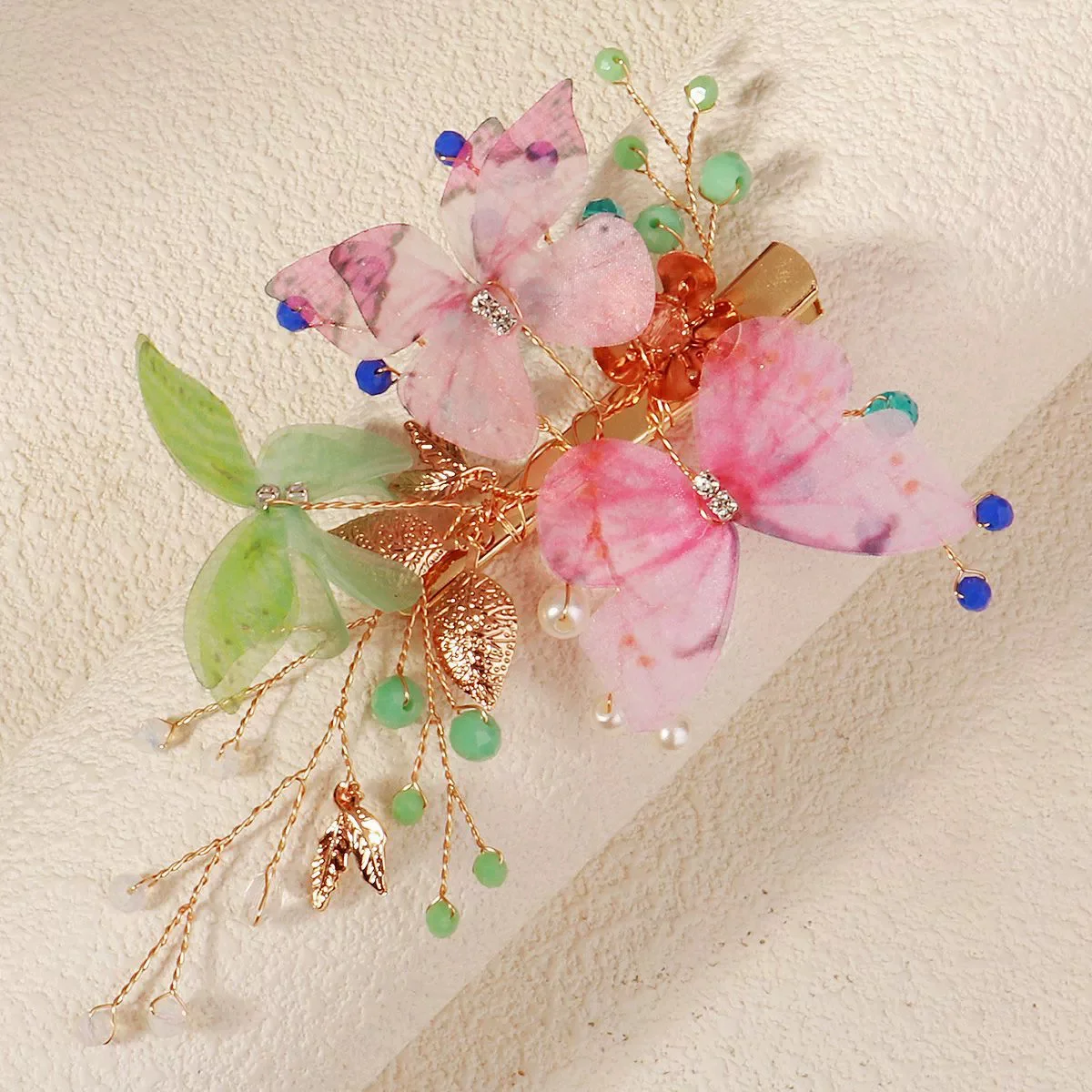 

Colorful Butterfly Side Braid Hair Clip Handmade Alligator Clip Elegant Wedding Hair Accessories Decorative Hairpins for Women