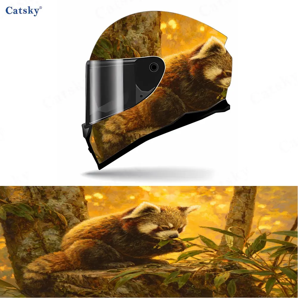 The raccoon that eats leaves PVC material self-adhesive waterproof motorcycle helmet sticker, paste firmly and do not fall, wate