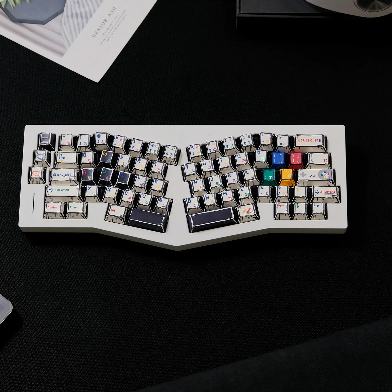 150 Tombol Retro SFC Permainan Putih Tombol Profil Ceri PBT Pewarna Gaya Manga Tombol untuk MX Switch DIY ISO Gamees Keyboard Mekanis