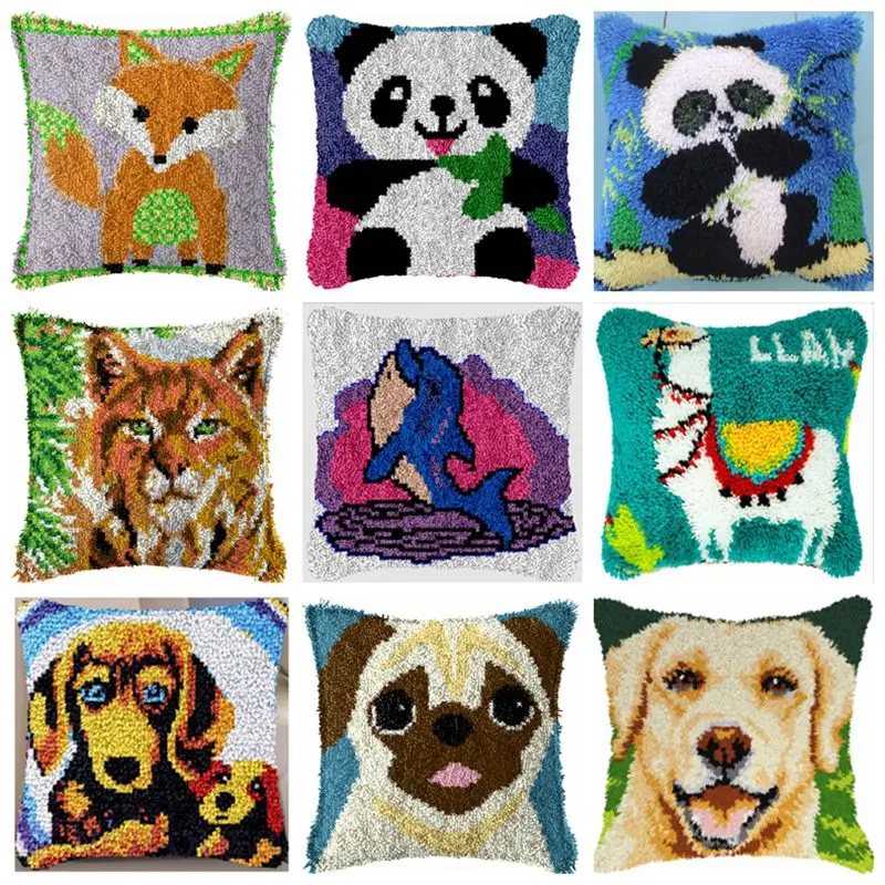 Animal Series Cushion Smyrna Button Package Sheep Panda Latch Hook Throw Pillow Embroidery Pillow Foamiran For Needlework Pillow