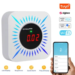 Tuya ZigBee CO Combustible Gases Leak Detector Carbon Monoxide Gases Leakage Tester Gase Concentration Tester Air Quality Tester