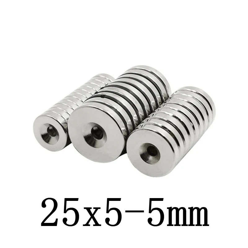 25x5-5 mm Permanent NdFeB Strong Magnets 25*5 mm Hole 5mm Round Countersunk Neodymium Magnetic Magnet 25X5-5mm 25*5-5