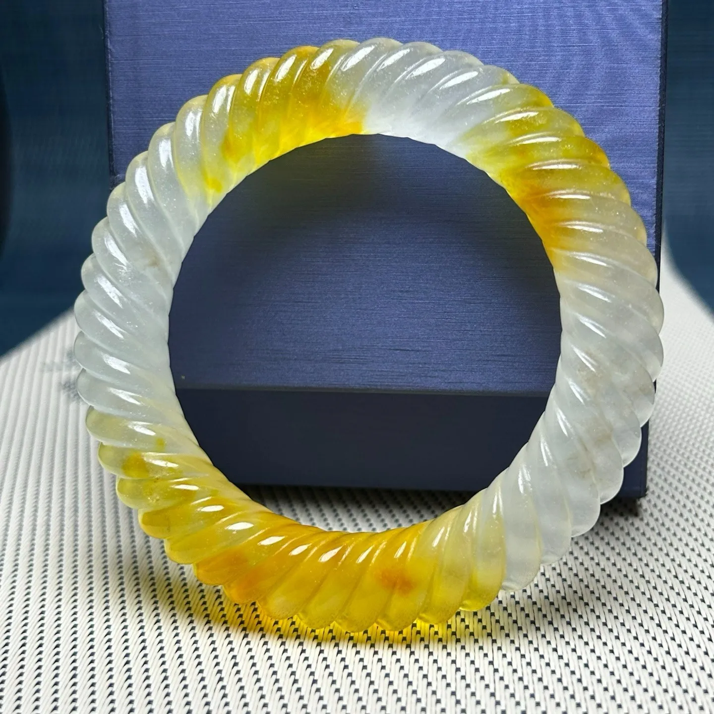 Nature ice Yellow Jade jadeite artistic carving bracelet