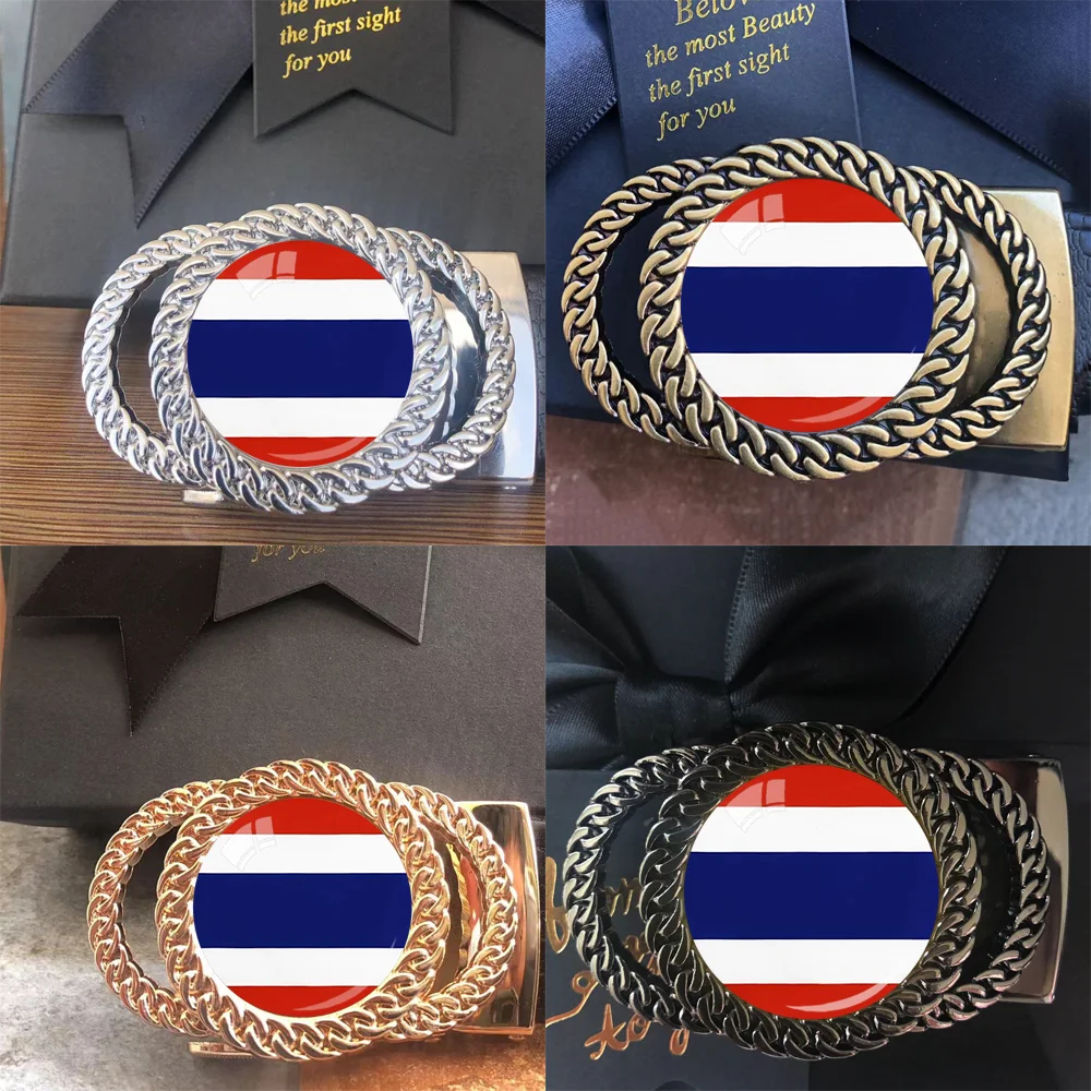 Thailand flag pattern automatic ratchet belt buckle fashion personalized waist accessory best gift for patriots