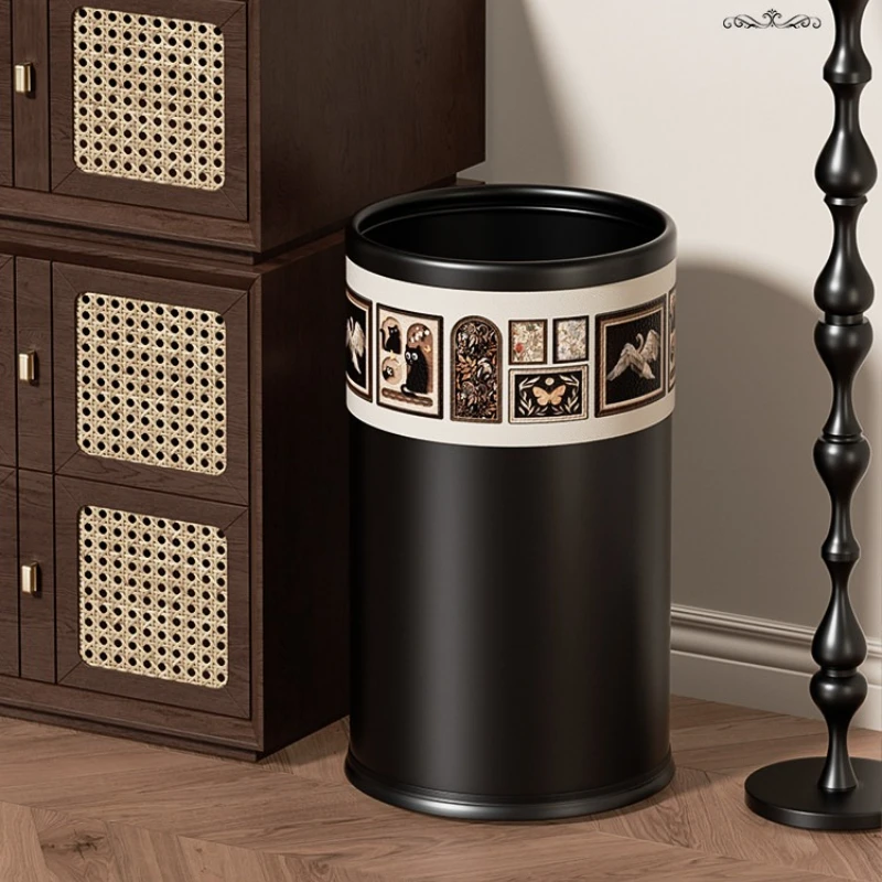 Modern Leather Trash Can Large Waste Basket Kitchen Living Room Double Layer Thickened Wide Mouth Home Office Durable Easy Clean