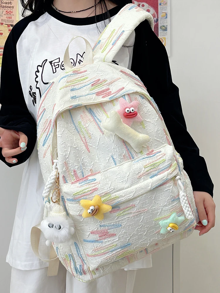 

High School And College Women's Bapa Nylon Material Waterproof Striped Pattern Dual oulder Design Casual Leisure Sle