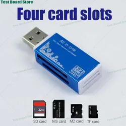 1Pce USB 2.0 4 in 1 card reader USB A to micro SD TF M2 MS memory card adapter plug for PSP Canon Nikon phone camera