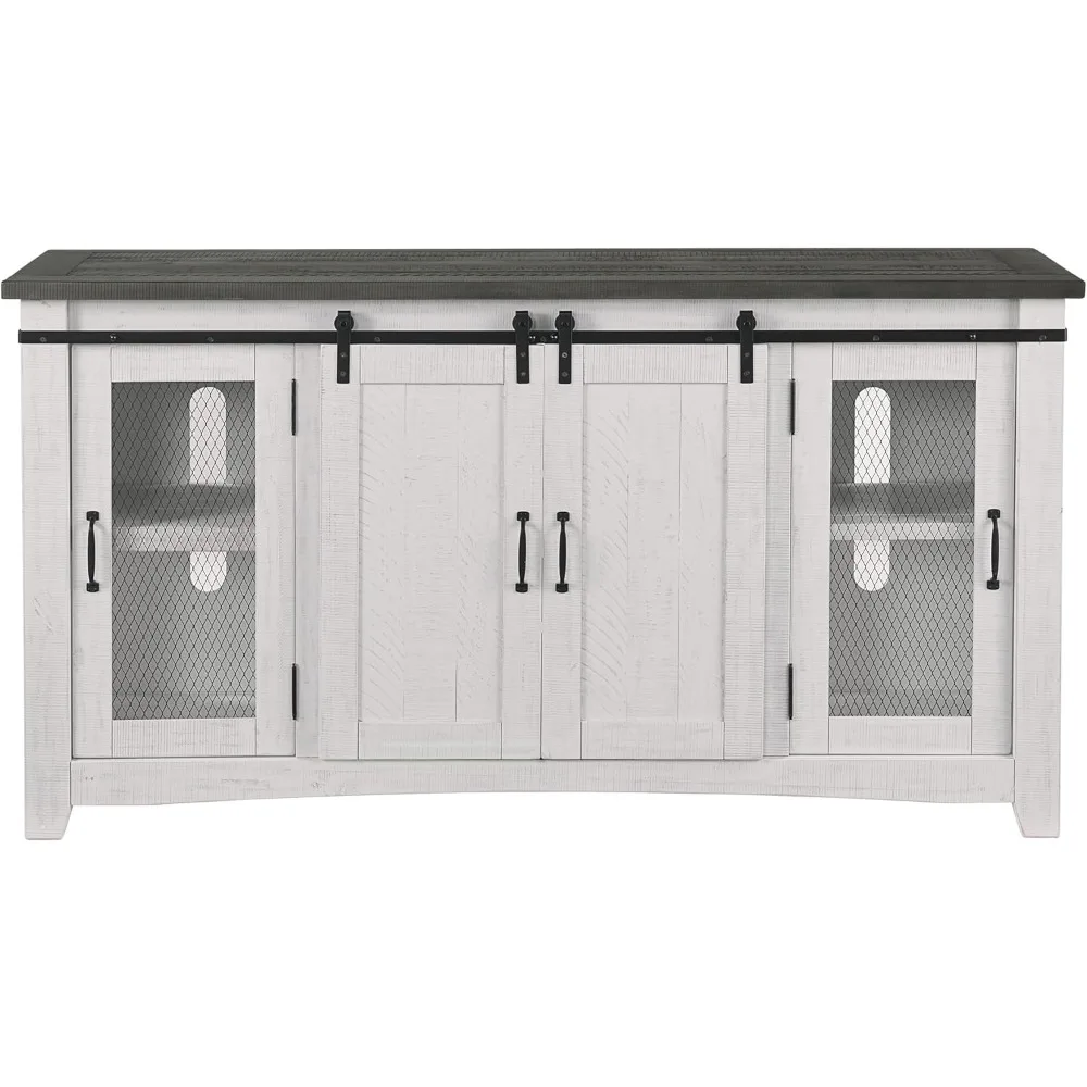 TV Stand, White Stain with Grey Stain Top