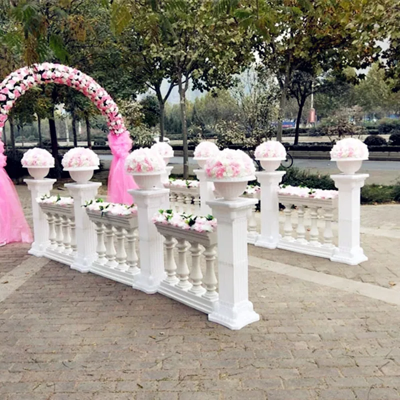 4 PCS Upscale Wedding Decoration Plastic Fence Roman Column Aisle Runner Road Lead Props White Gold Design