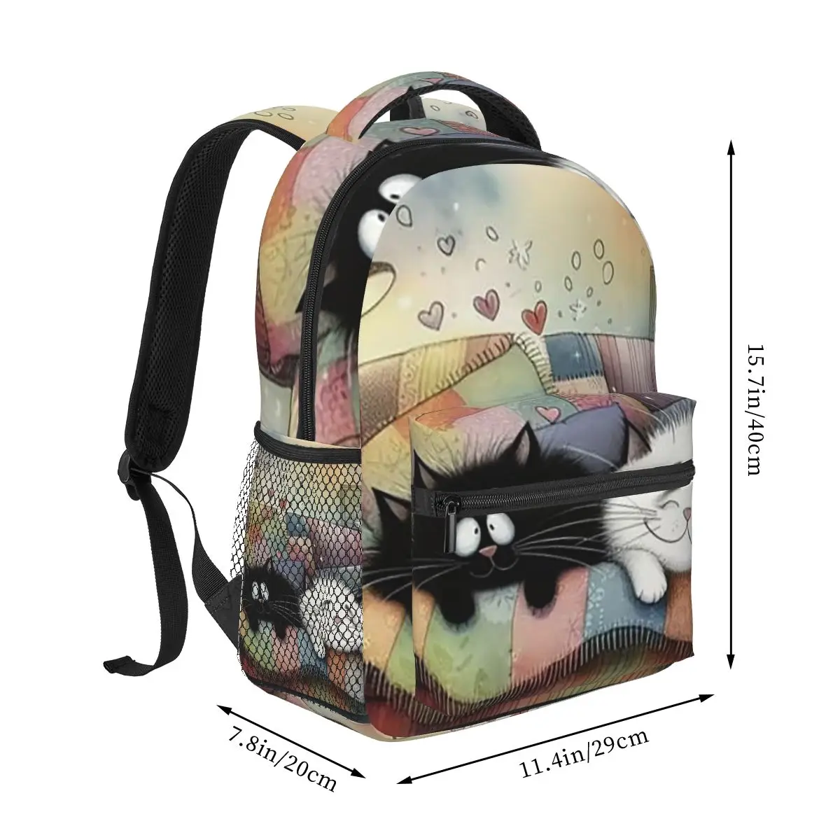 Cartoon Cat In Colour Sofa Pattern Backpack Hot Sale Daypack Large Capacity Kids BookBag School Bag Shoulder Bags for Men Women