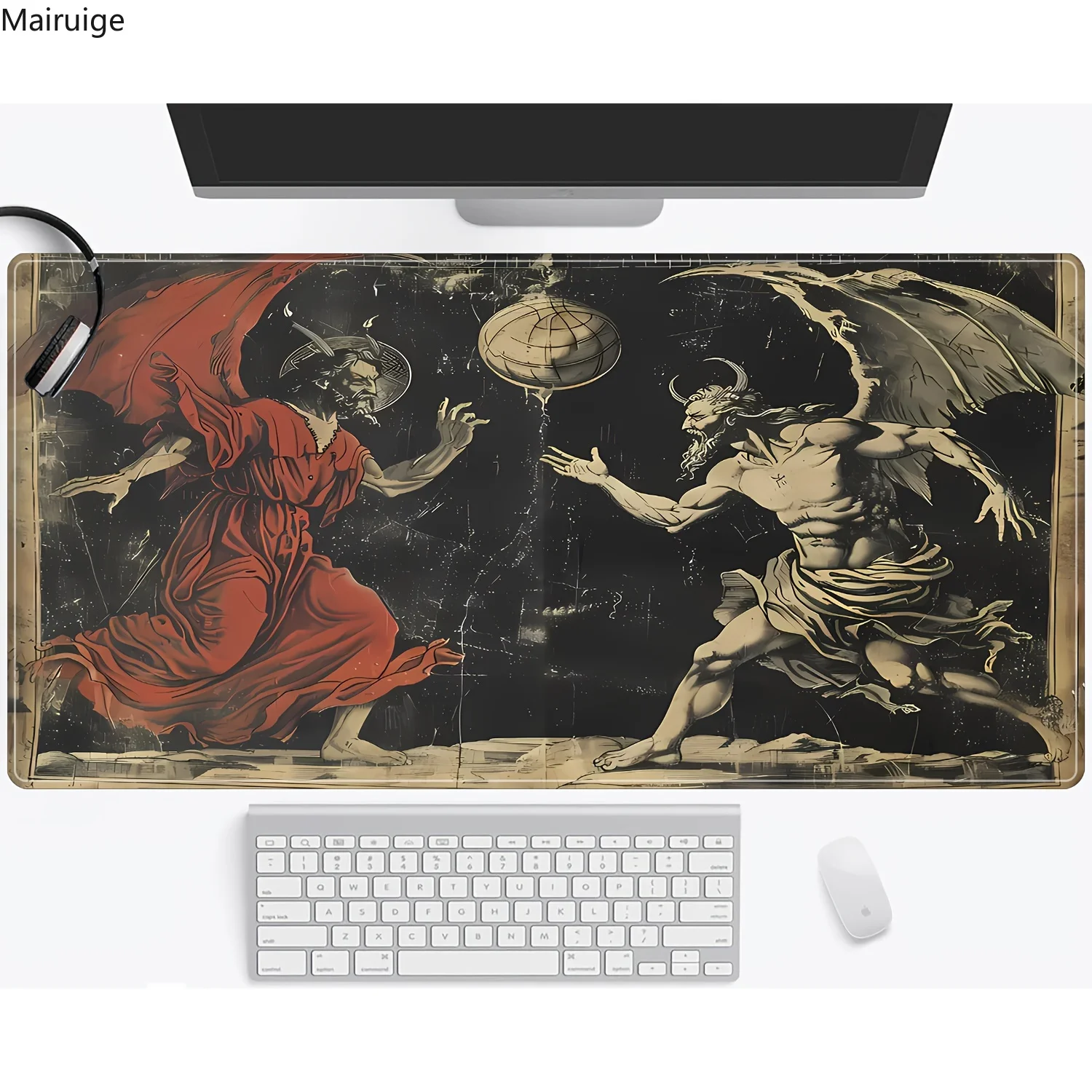 

Large Fantasy Demon Battle Mouse Pad Large Computer Office Table Mats Rubber Anti-slip Gaming Keyboard Mousepads Long Desk Pads