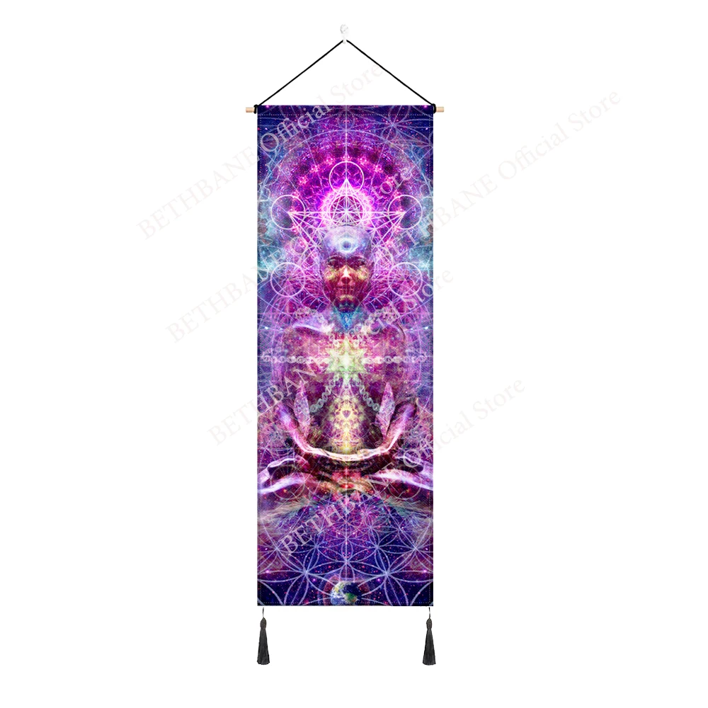 Astral Aura Tapestry ,Sacred Geometry Tapestry , Kundalini Energy Meditation Tapestry Wall Hanging for Room Decor 45x128 cm