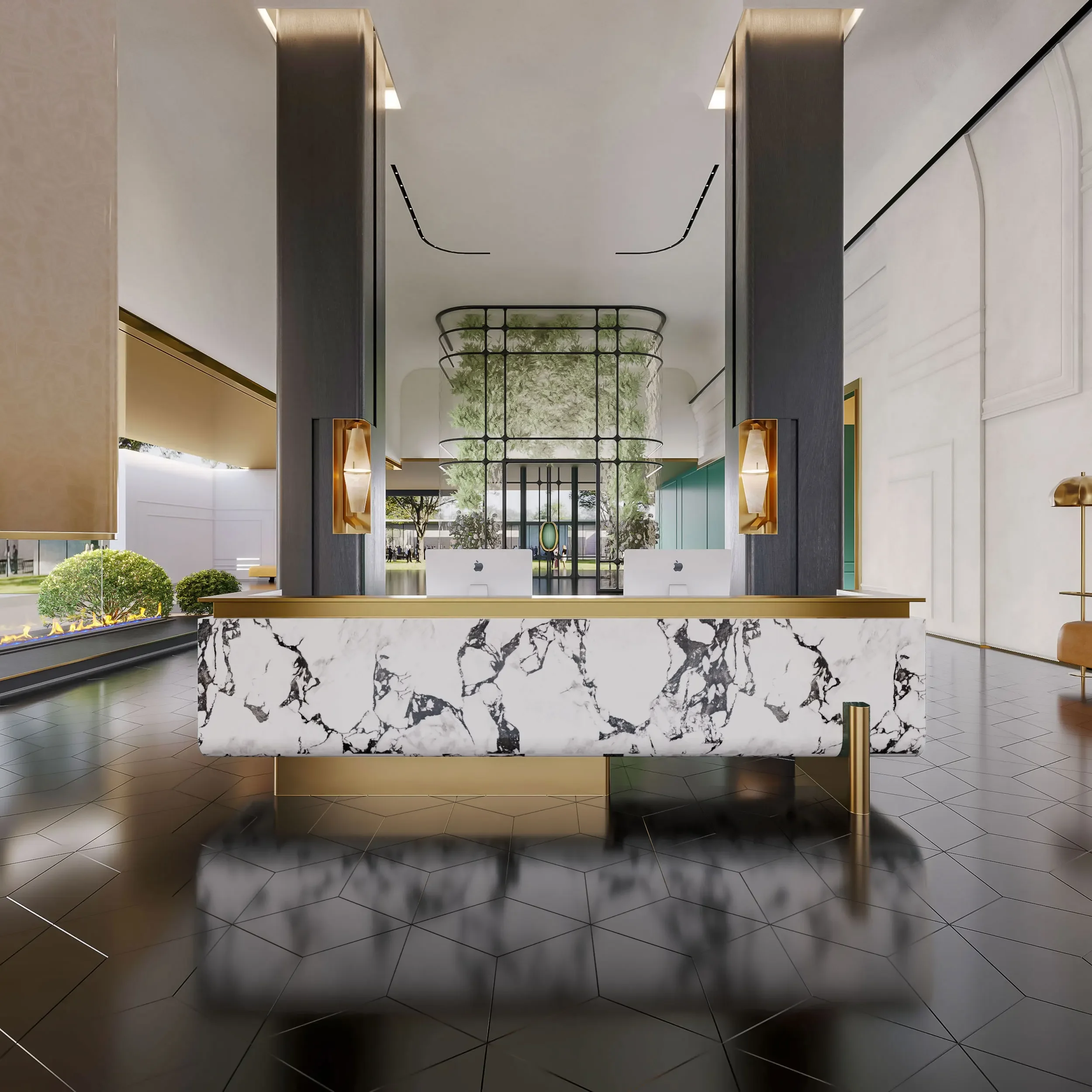 A  Light luxury marble imitation rock slab checkout page company hotel front desk foot bath shop beauty salon bar counter