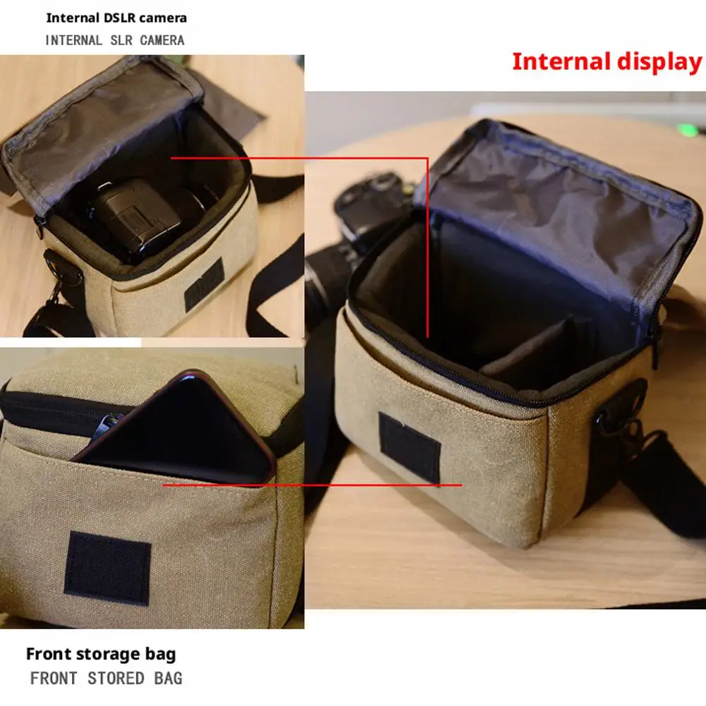Canvas Camera Bag Case Bag For Canon EOS M10 M6 M5 SX60 SX50 SX30 SX510 1100D 1200D 1300D 450D 500D 600D 550D 18-55mm Lens view 3