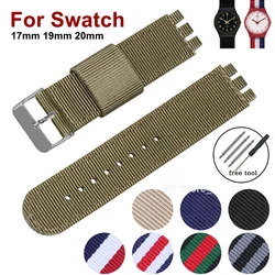 17mm 19mm 20mm Nylon Wristband Strap for Swatch Watchband Woven Canvas Fabric Band Men Military Sport Quick Release Bracelet