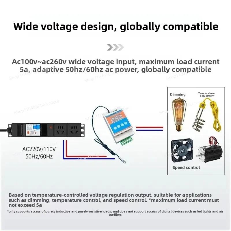 AC220V/110V Chassis Temperature Control Heating Fan Motor Speed Regulation Dimming RS485 Communication Module