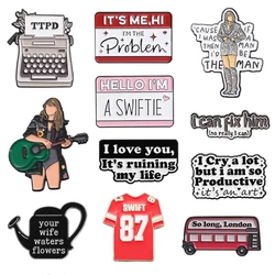 Female Singer Enamel Pin Guitar Rock Music Album Fashion Metal Brooch Lapel Backpack Badge Souvenir Jewelry Gift For Swift Fans
