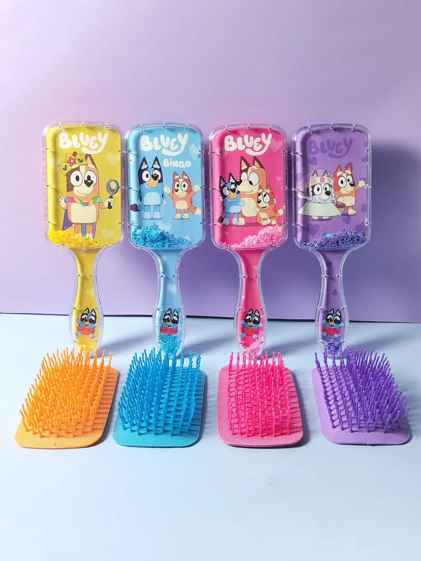 Peigne à cheveux bleu mignon, personnage de dessin animé, Bingo Coco, Muffin rouillé avec chien Bingo, démêlant du cuir chevelu, peigne à pagaie, 1 pièce