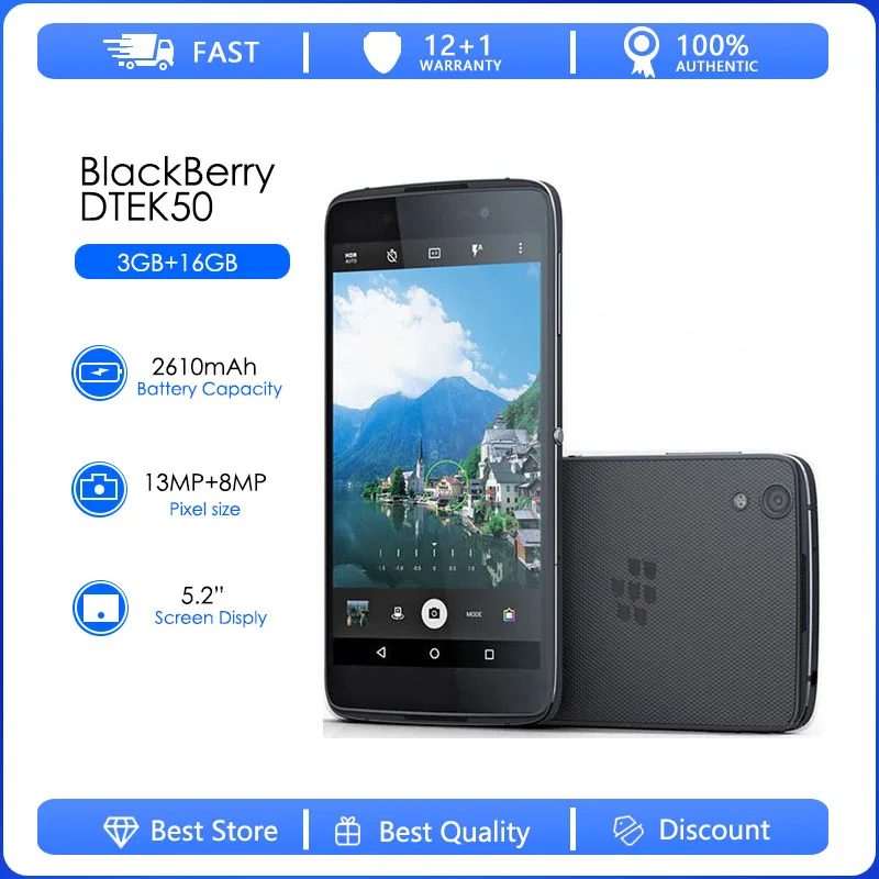 Blackberry-celular Remodelado Original Desbloqueado Octa-core 13mp 5.2 16gb Rom 3gb Ram 4g Lte Dtek50