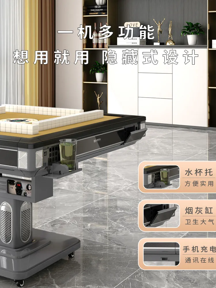 Automatic mahjong machine household small mini folding silent dining table dual-purpose electric mahjong table black