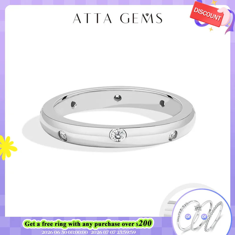 

ATTAGEMS Bezel Setting D Color Moissanite Rings s925 Sterling Sliver Sparkling Eternity Band for Women Daily Jewelry Certificate