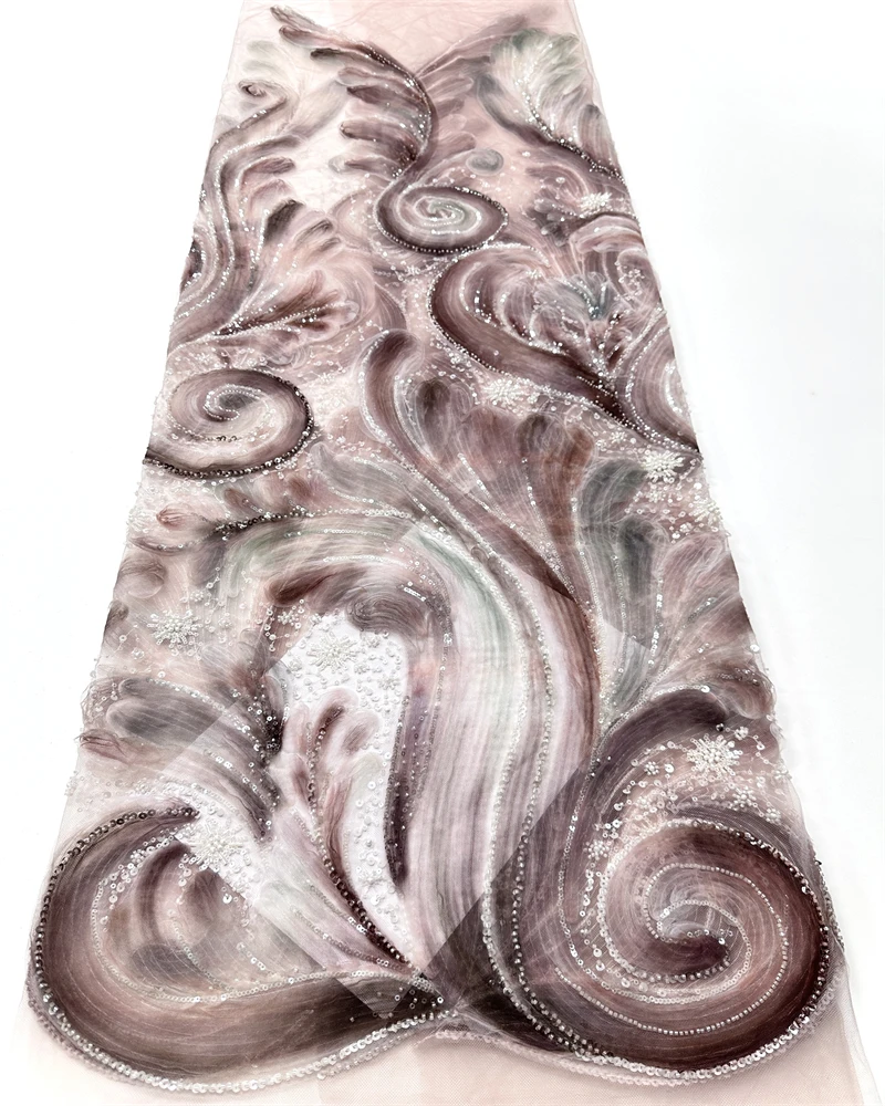 قماش دانتيل أفريقي مصنوع يدويًا عالي الجودة مع خرز وترتر لفساتين الزفاف والحفلات أحدث صيحات الموضة