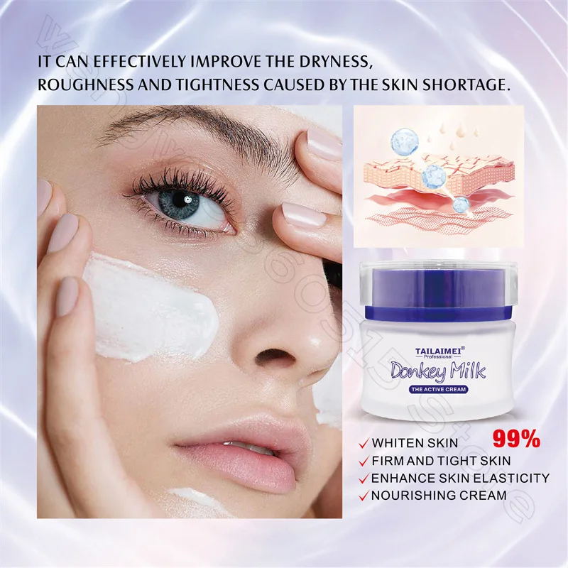 TAILAIMEI Donkey Milk Moisturizing Cream 50ml Deep Moisturizing Skin Beautification and Brightening Skin Care Protective Cream