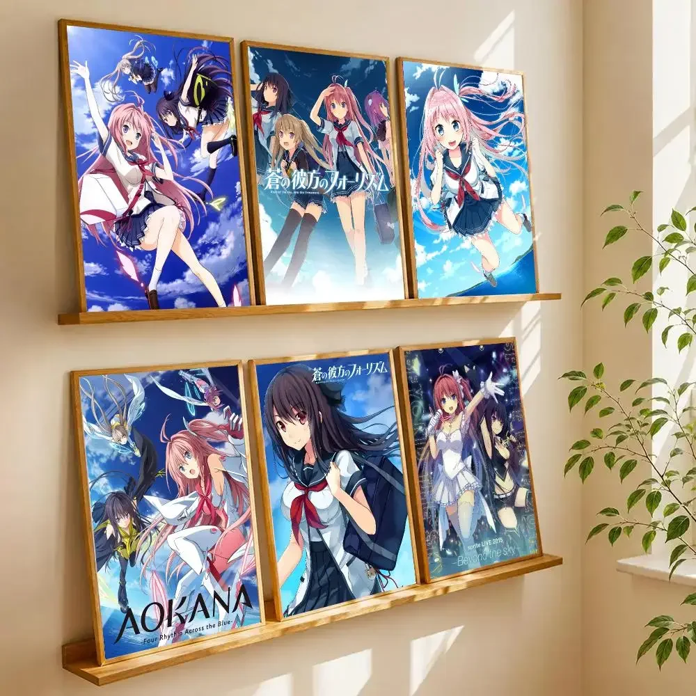 Classic Anime A-Aokana Four Rhythm Across the Blue 3 Poster Self Adhesive Wall Art Decor for Bedroom Living Room Home Decor Gift