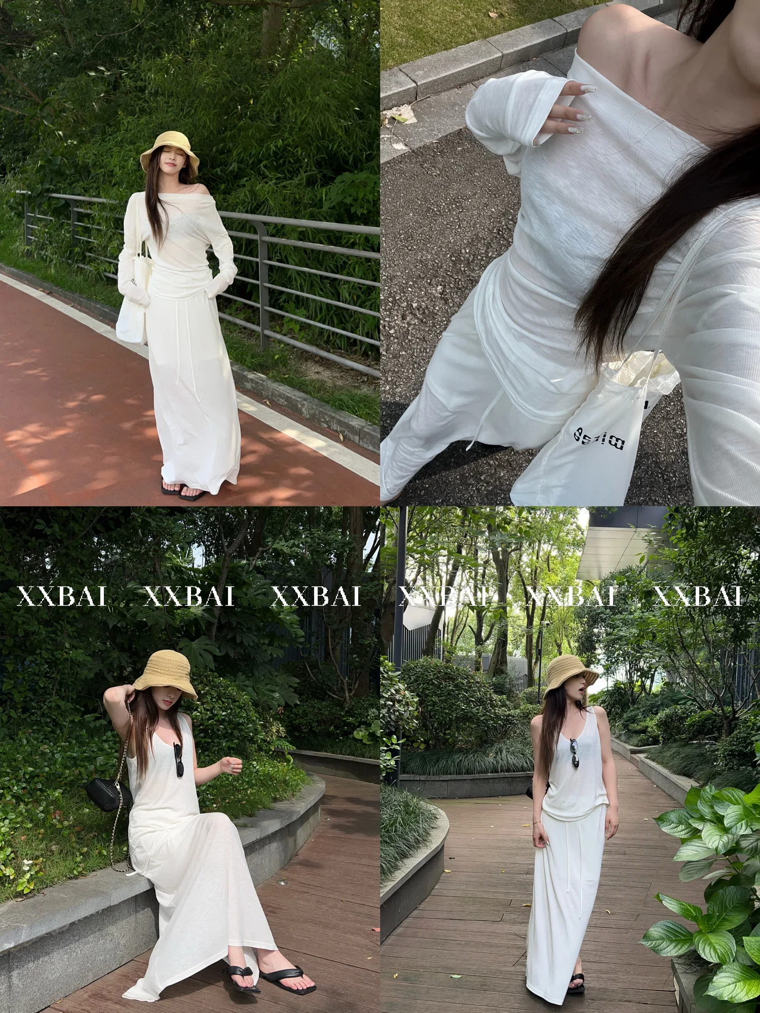 

Летний комплект XXBAI: женский солнцезащитный комплект из льна и шелка — топ на одно плечо и юбка А-силуэта, повседневный, длинный рукав