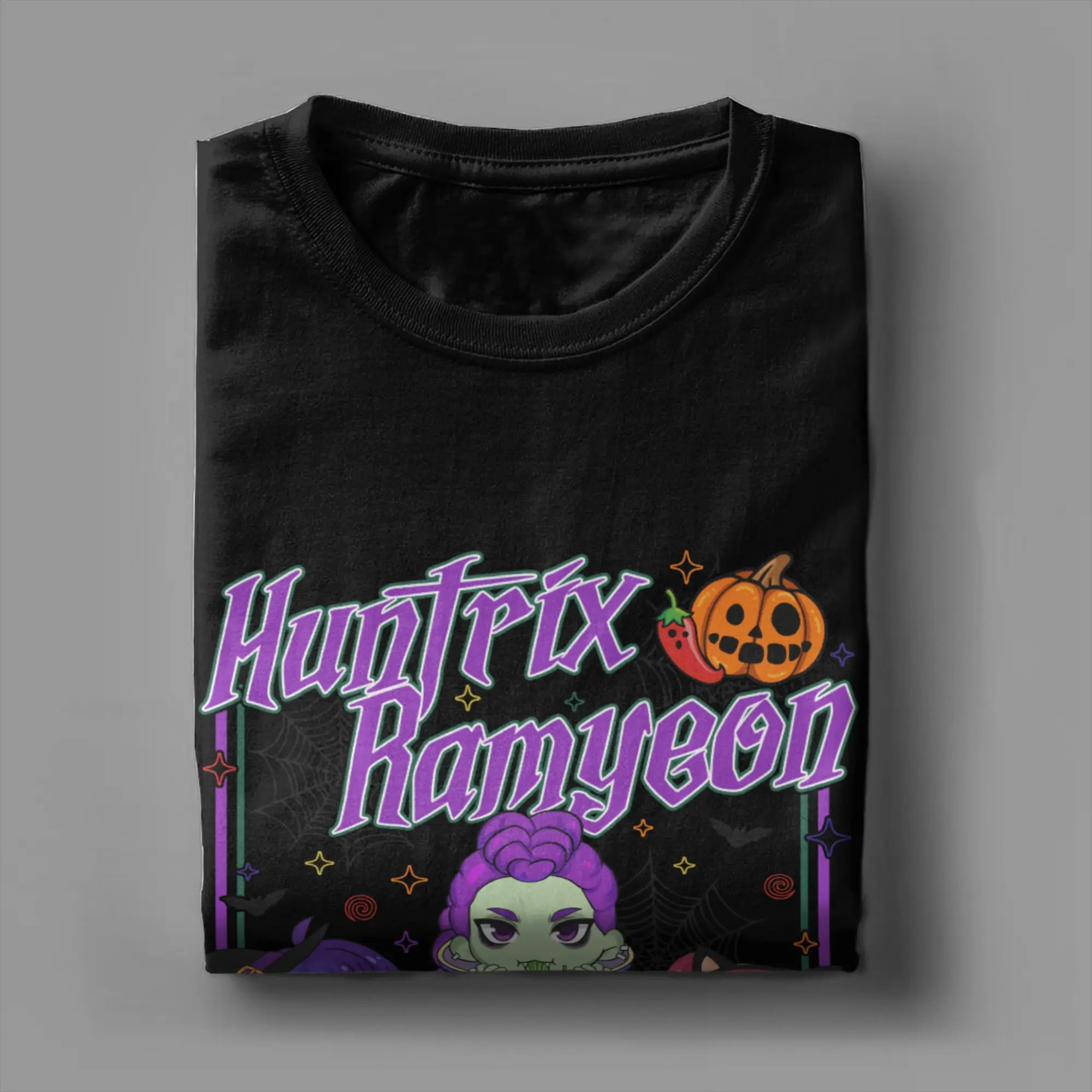 تي شيرت رجالي KPop Demon Hunters Huntrix Halloween Ramyeon Vintage 100% قطن تي شيرت بأكمام قصيرة تي شيرت برقبة دائرية جرافيك