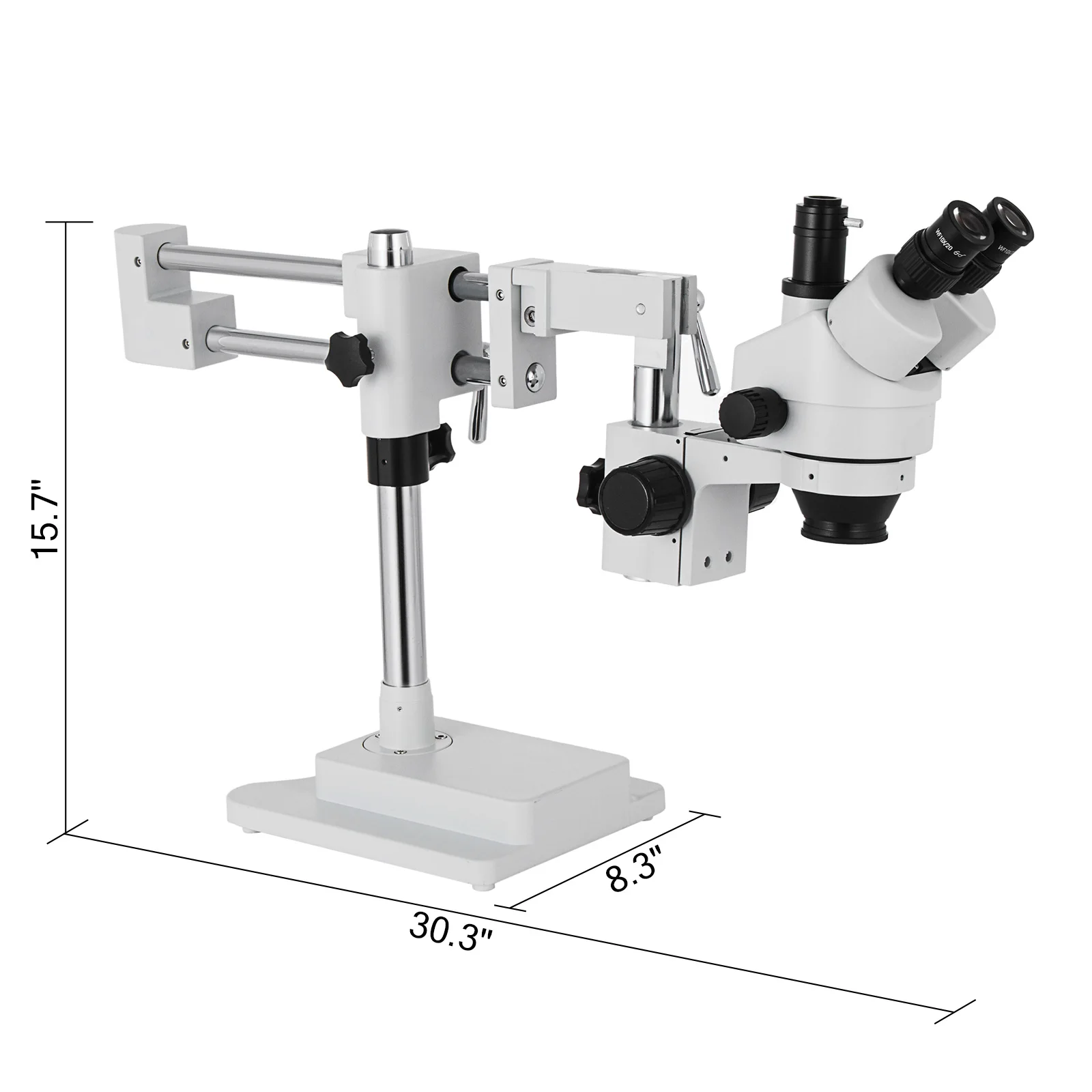 VEVOR Microscopio Stereo Simul-Focale 3.5X-90X Microscopio Stereo Trinoculare 360 ° Orientabile con Doppio Braccio Accessori con 4/ 5 Copriobiettivo
