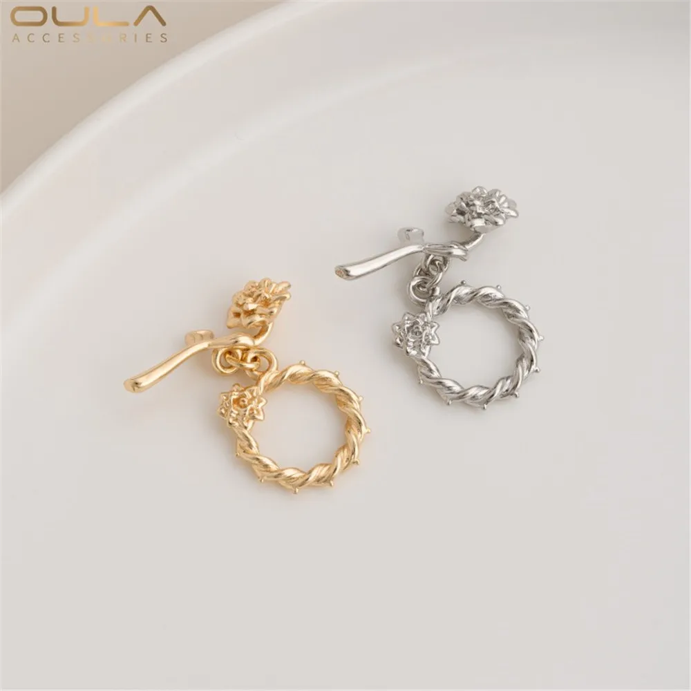 

1pcs 14K Gold-plated OT Clasp Three-dimensional Rose Rose Handmade Diy Pearl Necklace Accessory Connection End Clasp
