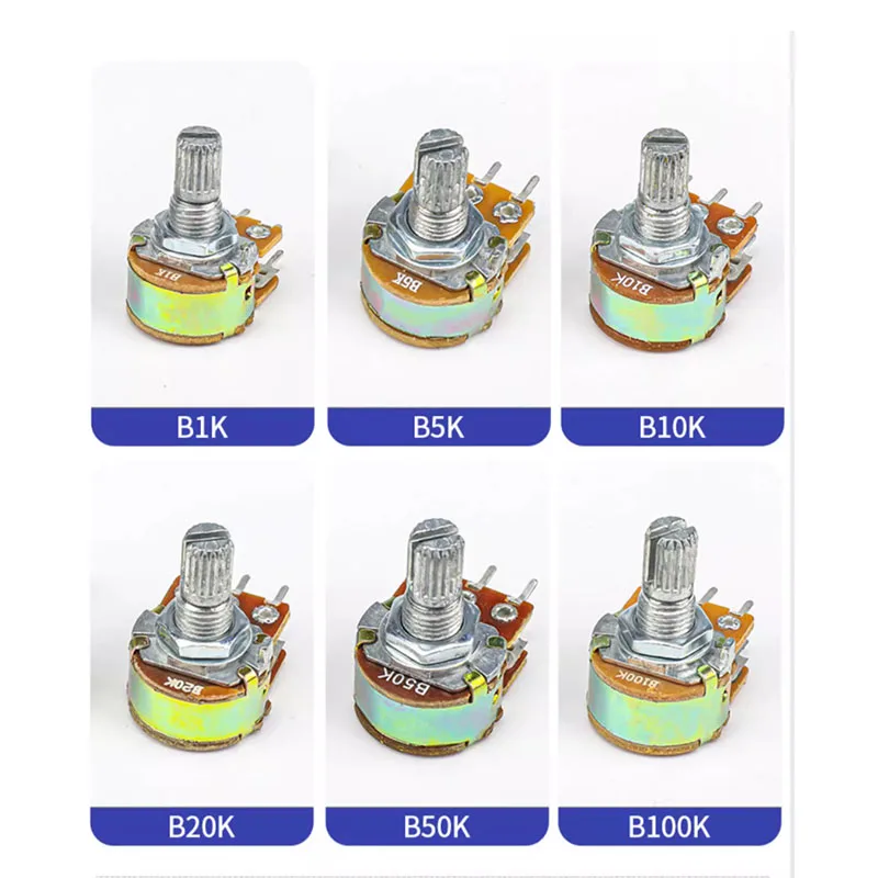 Duplex potentiometer WH148 Adjustable B1K B2K B5K B10K B20K B50K B100K B250K B500K B1M handle 15mm 20mm DIP-6 5PCS