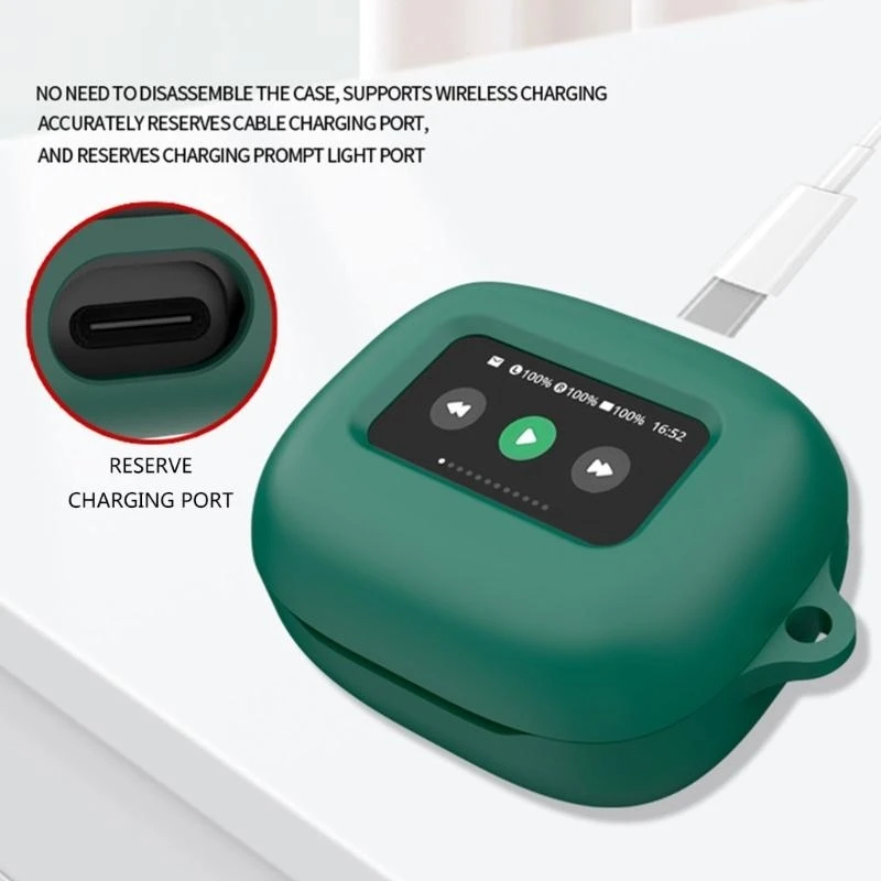 ل JBL LIVE BEAM 3 حقيبة سماعة الاذن سيليكون سماعة رأس بخاصية البلوتوث الغطاء الواقي الملونة قابل للغسل صندوق شحن كم مع هوك